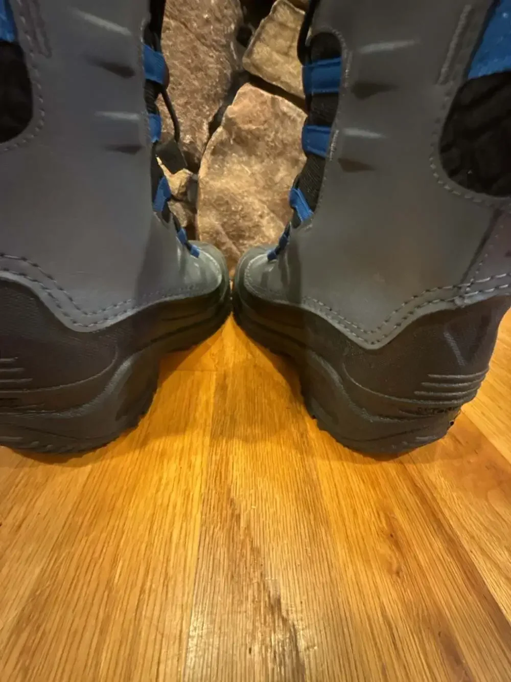 Columbia Bugaboot Celsius Kids Grey Black Blue Waterproof Snow Boots